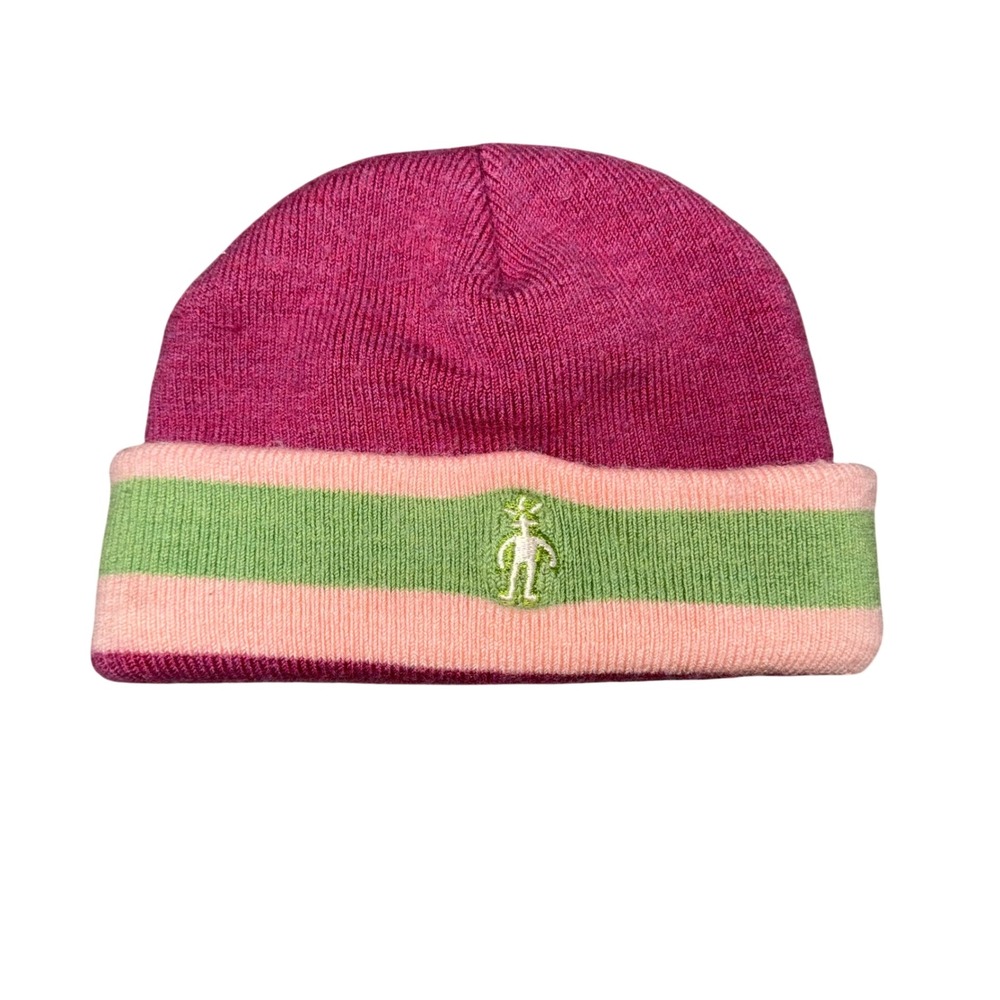 Smartwool Beanie Kids OS Pink Green Excellent Merino Wool Knit Hat